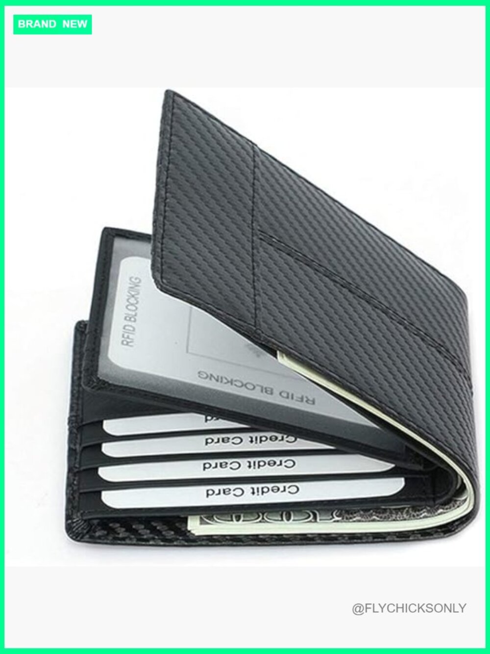 RFID Blocking Carbon Fiber Slim Card Wallet with Cash Slot